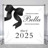 Aperturee - Aperturee Black Bow Class of 2025 Custom Graduation Backdrop